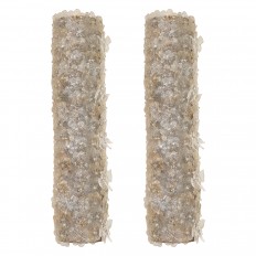 Rectangular smoked glass sconces with applied flowers